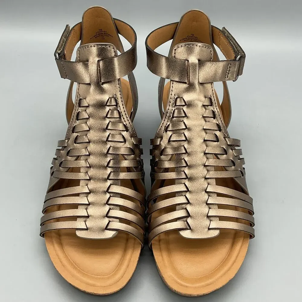 NEW earth Women’s Hattie Fisherman Wedge Sandals Pewter Size 7.5M